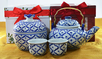 Thai Tea and Cookie  Blue & White Ceramic set