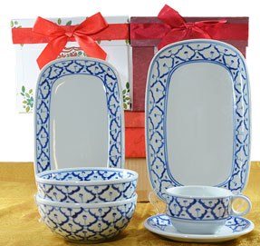 Thai Platter plates  Blue & White Ceramic set